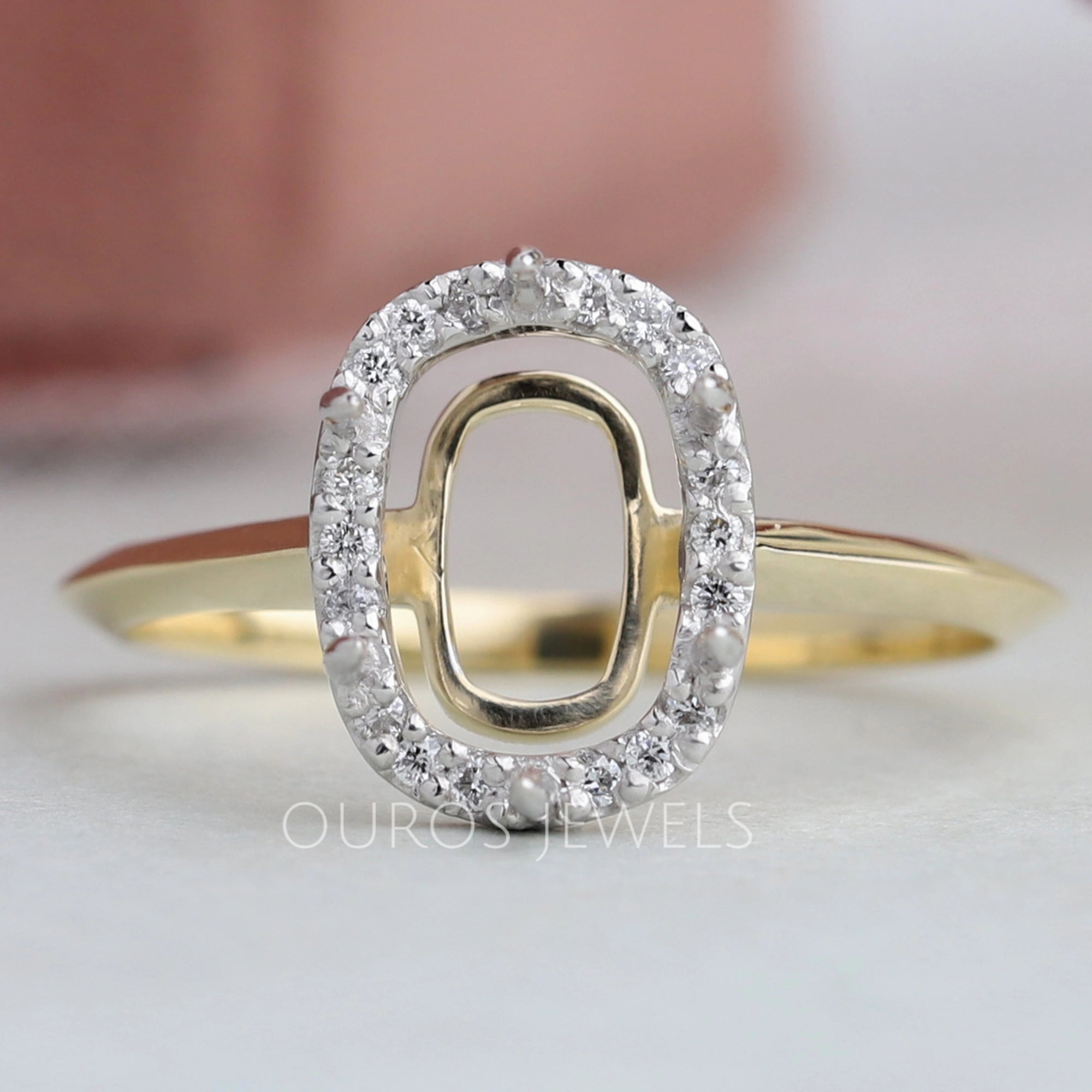 Semi Mount Cushion Cut Engagement Ring Ring