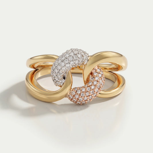 Round Cuban Link Diamond Ring