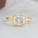 East West Cushion Diamond Bezel Set Solitaire Ring Rings