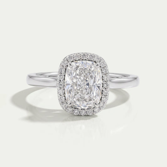 Cushion Cut Halo Lab Grown Diamond Ring Ring