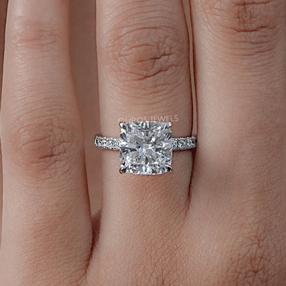 Cushion Lab Diamond Hidden Halo Engagement Ring Rings
