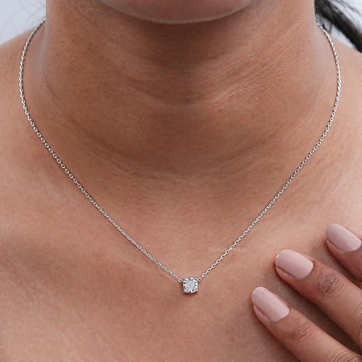 Certified Cushion Cut Lab Grown Diamond Pendant Necklaces