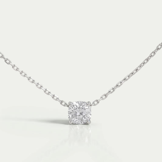 Certified Cushion Cut Lab Grown Diamond Pendant Necklaces