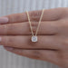 Square Cushion Diamond Bezel Set Solitaire Pendant Necklaces