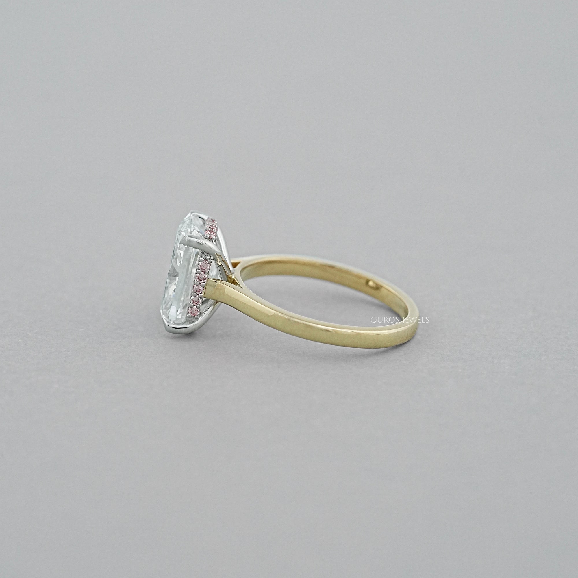 Cushion Lab Diamond Pink Hidden Halo Solitaire Ring Rings