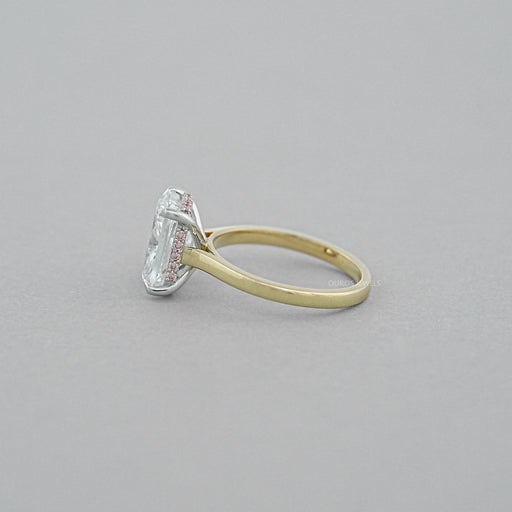 Cushion Lab Diamond Pink Hidden Halo Solitaire Ring Rings