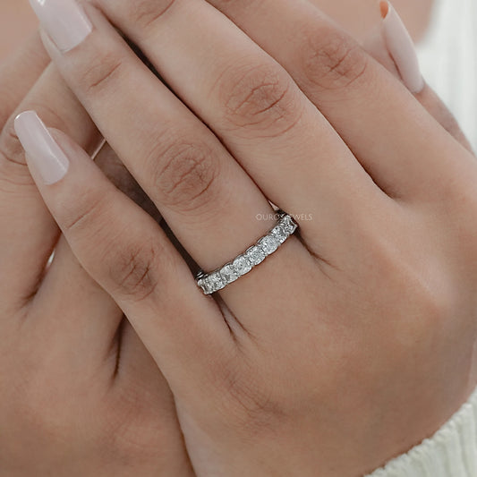 Lab Grown Diamond Eternity Wedding Band - Cushion Cut Ring