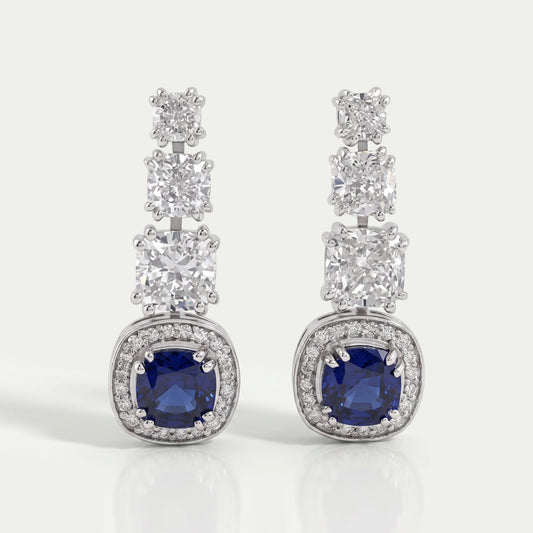 Cushion Cut Gemstone And Diamond Drop Dangle Earrings Earrings