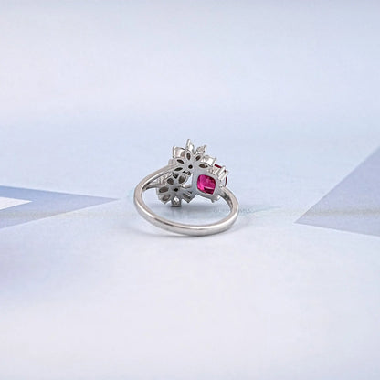 Split Shank Lab Grown Ruby And Diamond Ring