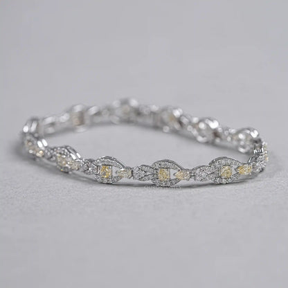 Yellow Cushion Cut Halo Link Bracelet Bracelet