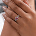 Cushion Cut Red Ruby Split Shank Halo Engagement Ring Ring