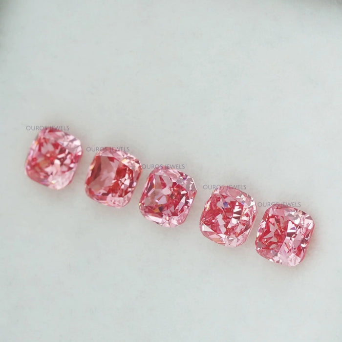 0.42 Carat Each Pink Cushion Cut Lab Grown Diamond Loose