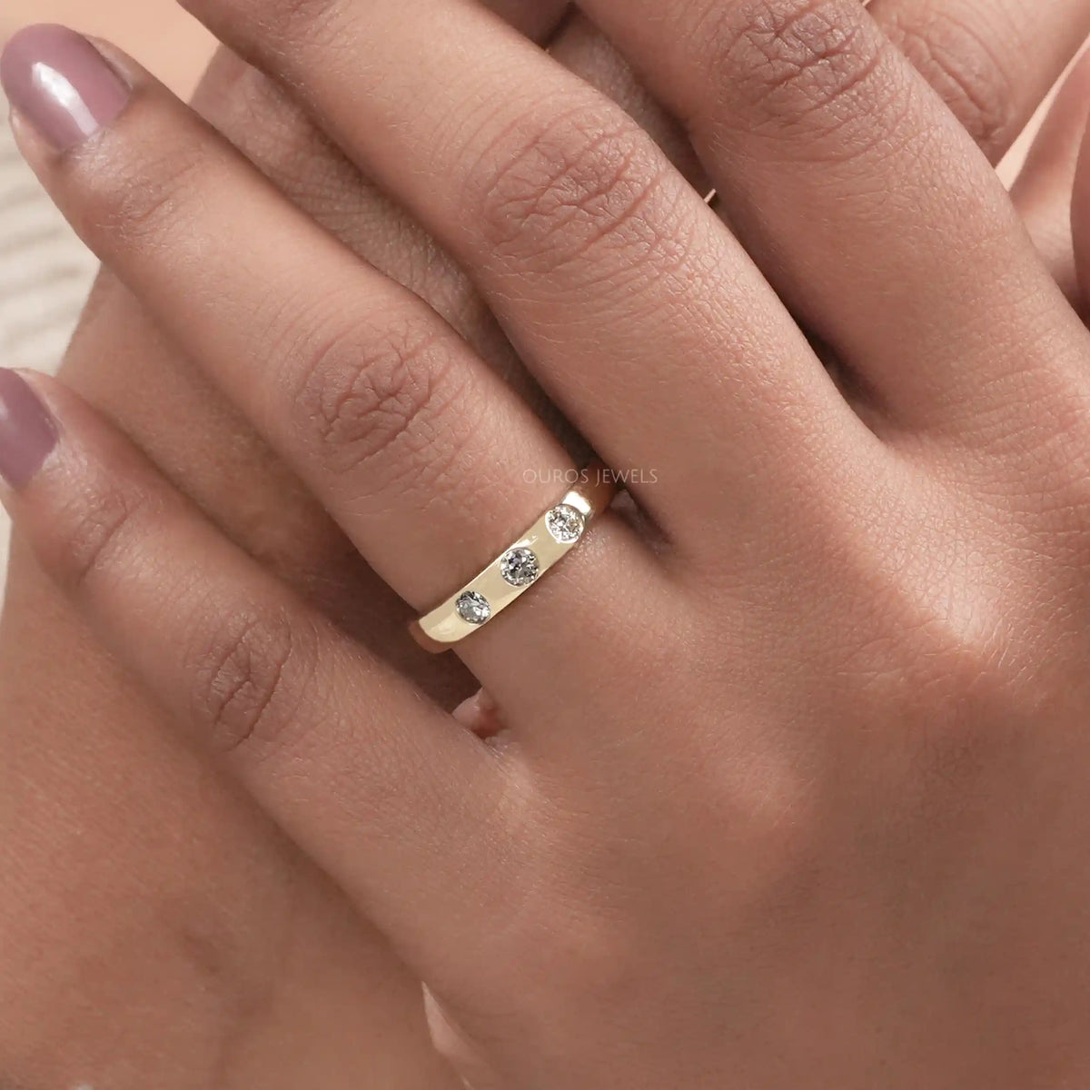 OEC Round Cut Lab Diamond Gypsy Set Band Ring