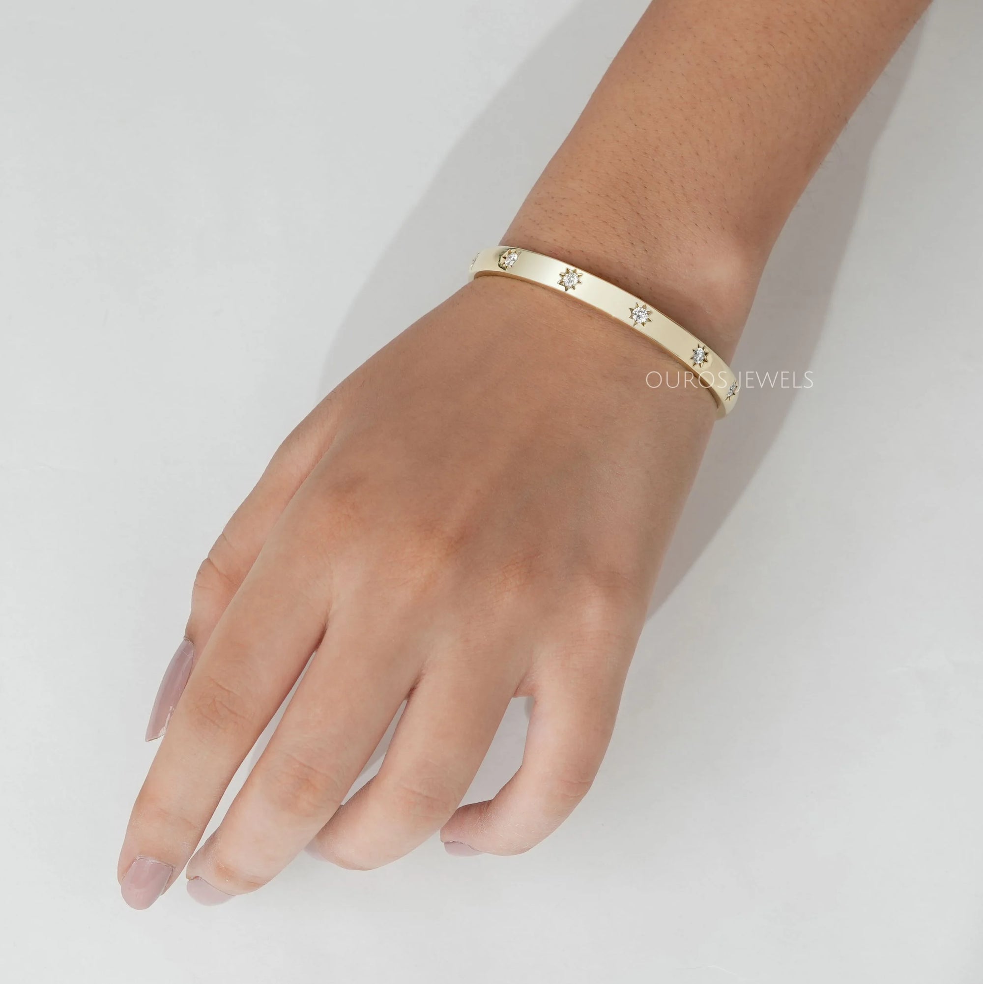 Flush Set Round Lab Grown Diamond Bangle