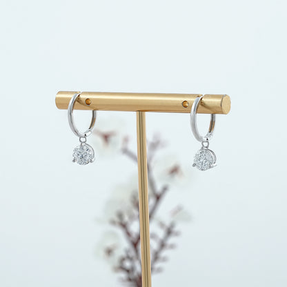 Round Lab Diamond Dangle Hoop Earrings