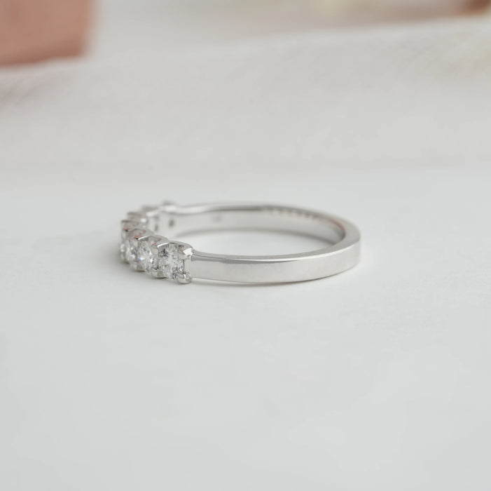 Round Cut Lab Grown Diamond Half Wedding Band