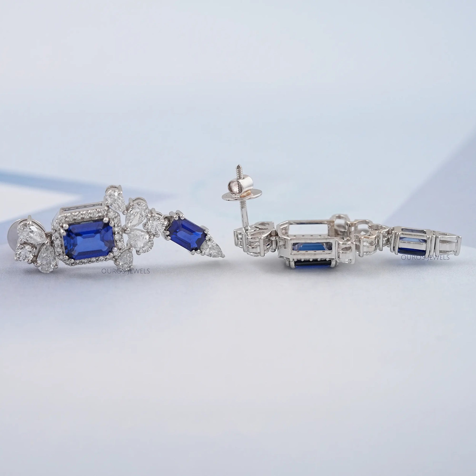 Blue Sapphire Gemstone Drop Earrings Earring