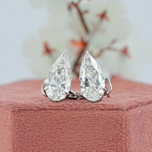 Pear Diamond Clip On Back Stud Earrings Earrings
