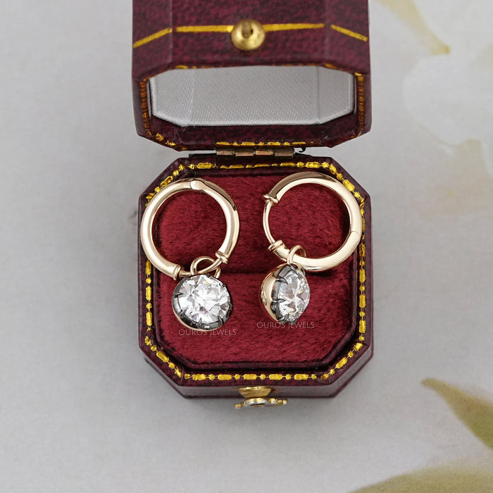 Old European Round Cut Lab Diamond Lever Back Earrings Earrings