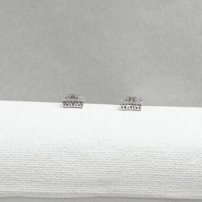 Olive Color Diamond Halo Princess Stud Earring Earrings