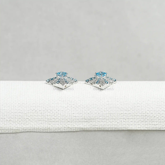 Blue Geometric Diamond Drop Earrings Earrings