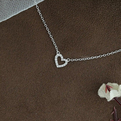 Open Heart Shape Lab Diamond Pendant Necklaces