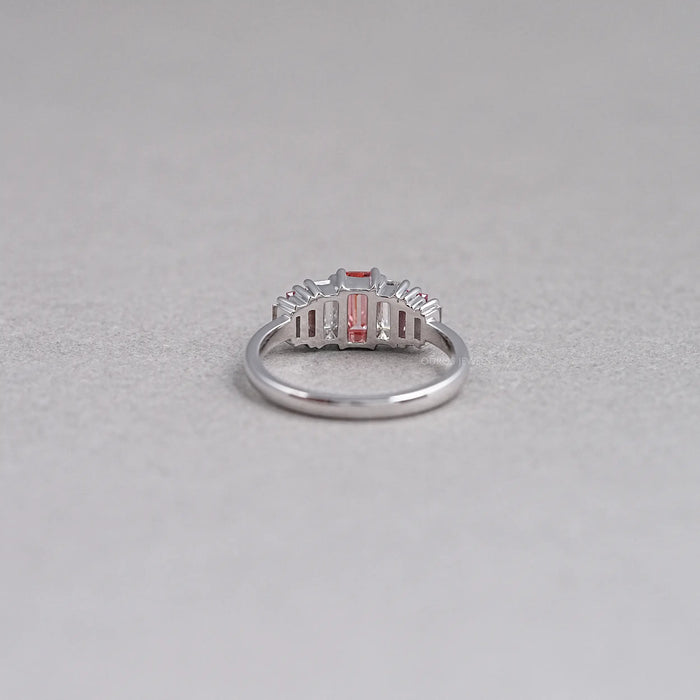 7 Stone Pink Baguette Cut Lab Diamond Anniversary Ring Rings