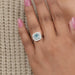 Fancy Blue Cushion Cut Double Halo Lab Diamond Ring Rings