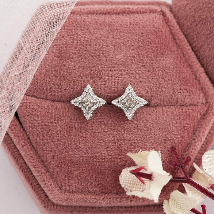 Olive Princess Lab Diamond Halo Stud Earrings Earring