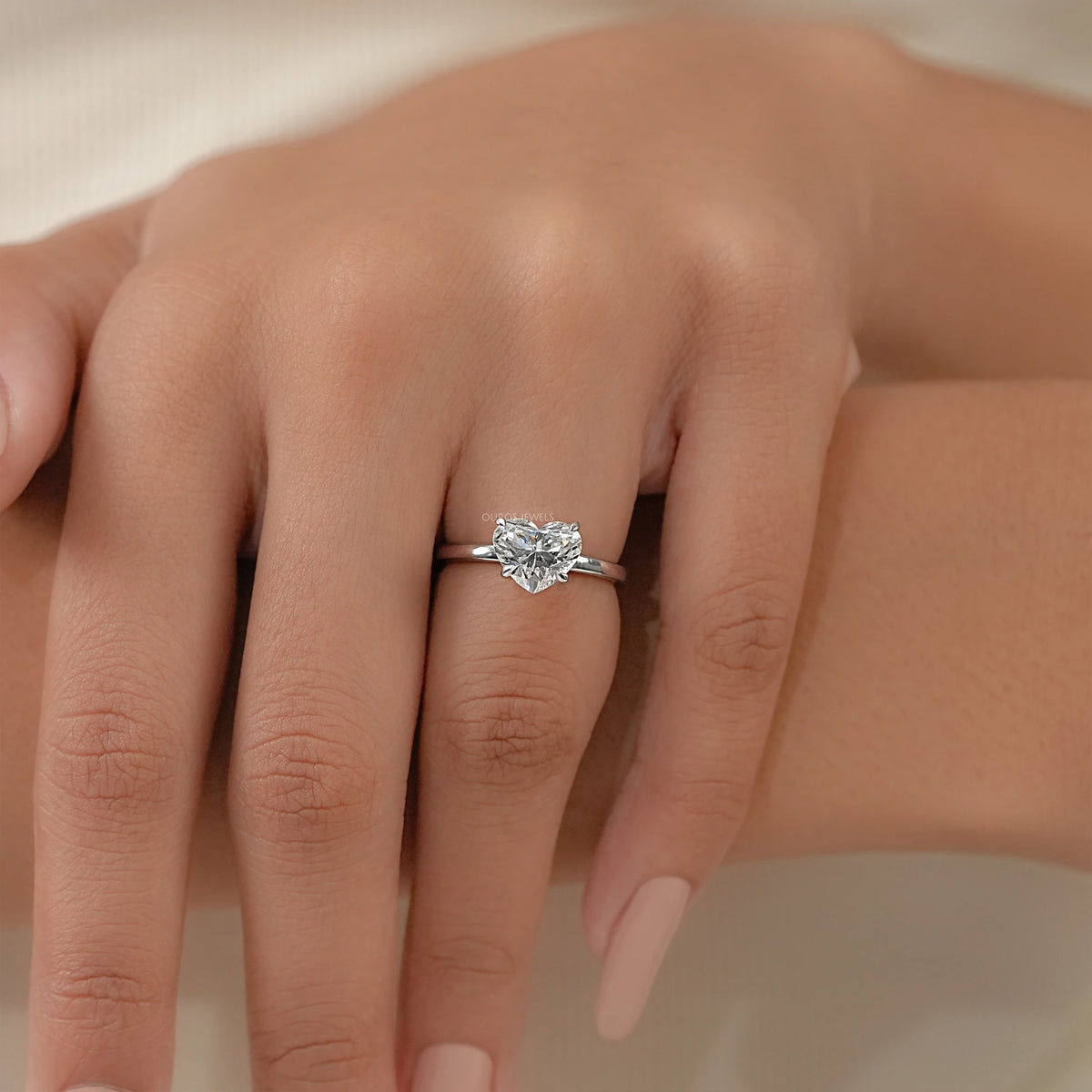 Heart Diamond Tulip Set Solitaire Ring Ring
