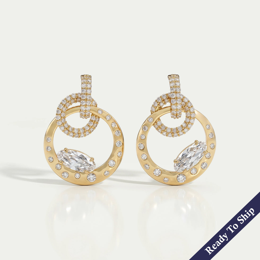 Old Mine Moval Diamond Door Knocker Earrings Earring