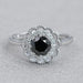 Double Halo Round Shape Black Diamond Engagement Ring Rings