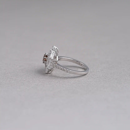 Octagon Champagne Diamond Double Halo Ring Rings