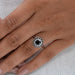 Double Halo Round Shape Black Diamond Engagement Ring Rings