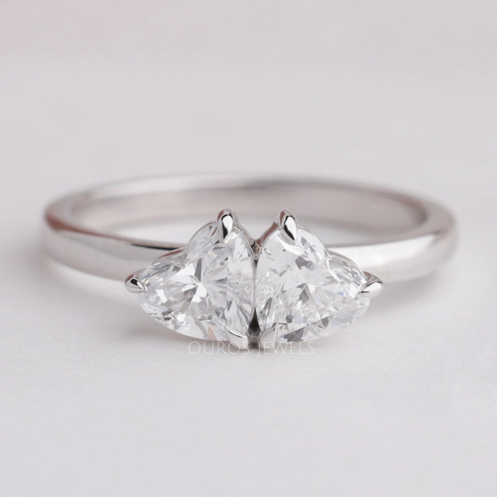 Double Heart Shape Diamond Romantic Ring