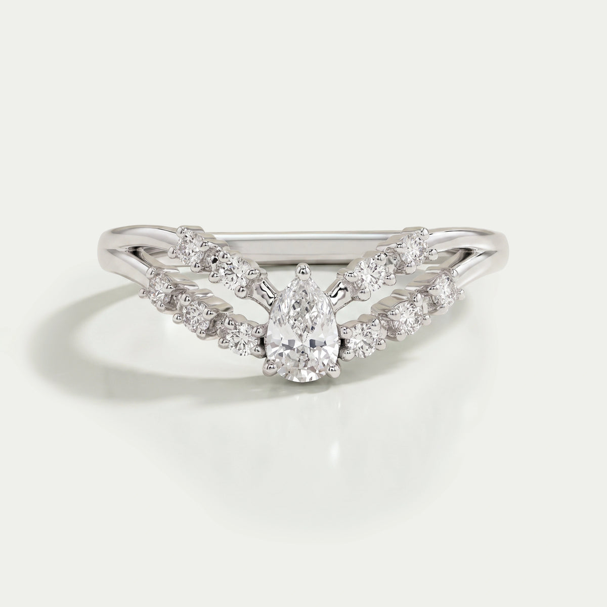Pear Diamond Double Curved Band Rings