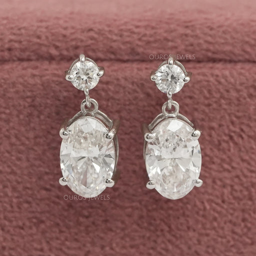 Round And Oval Cut Lab Diamond Drop Dangle Earring