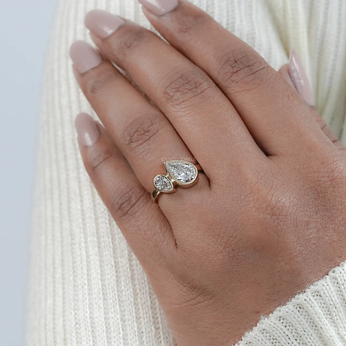 Two Stone Pear Shaped Engagement Ring Ring