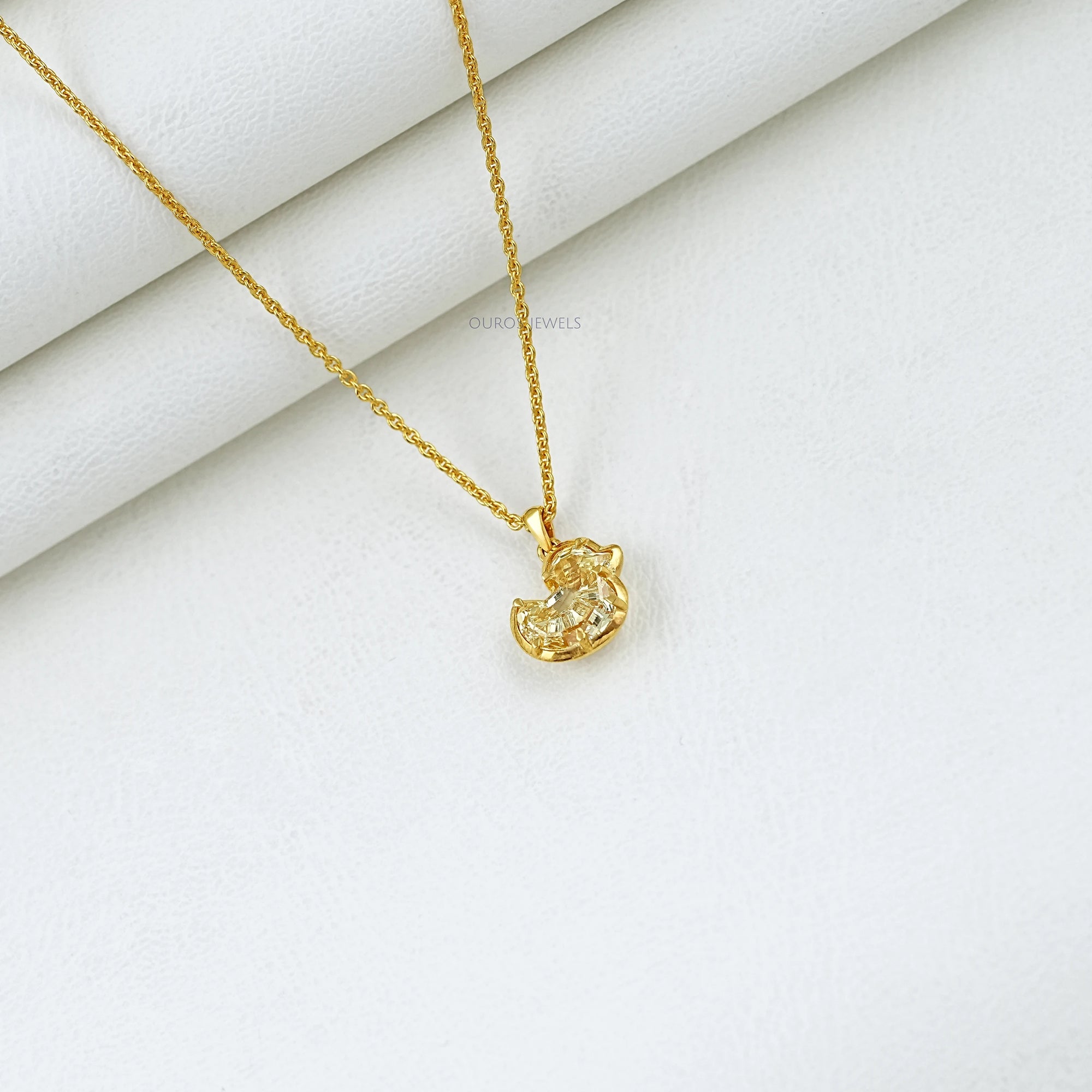 Yellow Duck Cut Diamond Bezel Set Pendant Necklaces