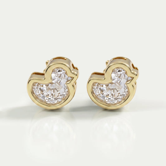 Duck Cut Lab Diamond Bezel Set Stud Earrings Earring