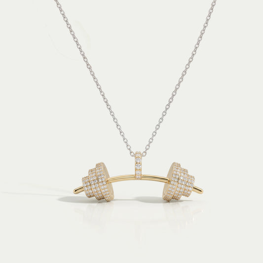 Round Cut Lab Grown Diamond Dumbbell Pendant