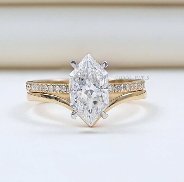 Dutch Marquise Diamond Curved Engagement Ring Set Rings