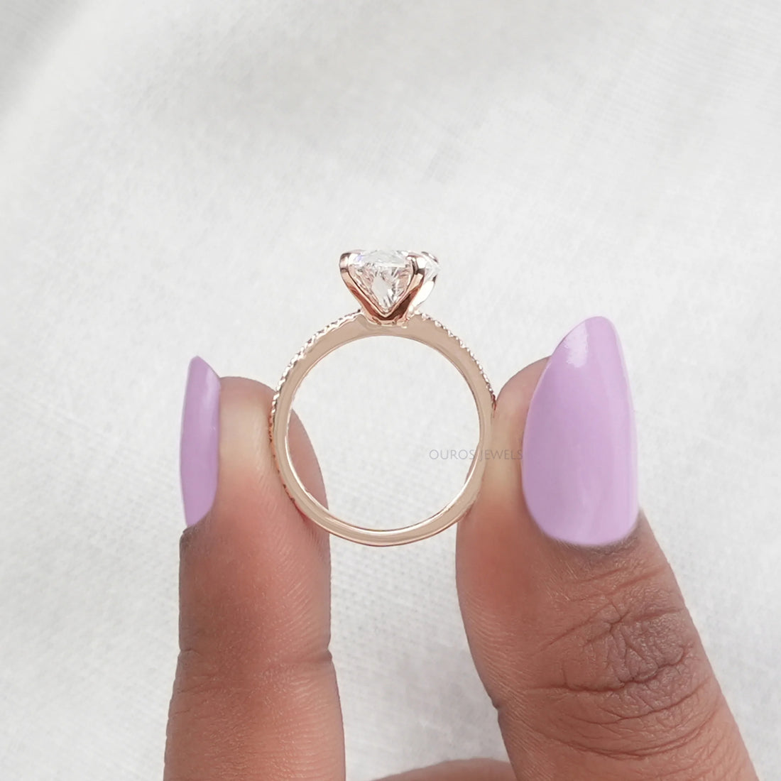 Dutch Marquise Cut Solitaire Accent Diamond Ring
