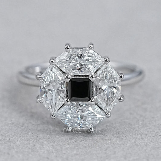 Princess Cut Lab Diamond Halo Dutch Marquise Ring Rings