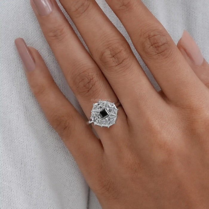 Princess Cut Lab Diamond Halo Dutch Marquise Ring Rings