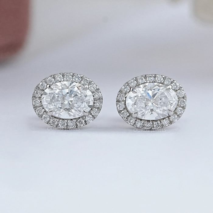 Oval Lab Diamond Halo Stud Earrings Earring