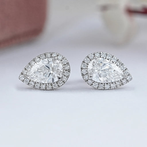 Pear Lab Grown Diamond Halo Stud Earrings Earring