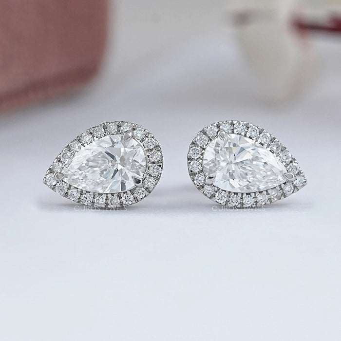 Pear Lab Grown Diamond Halo Stud Earrings Earring