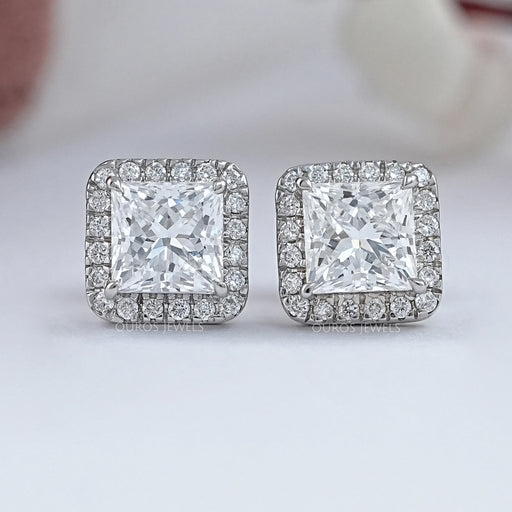 Lab Princess Diamond Halo Stud Earrings Earring