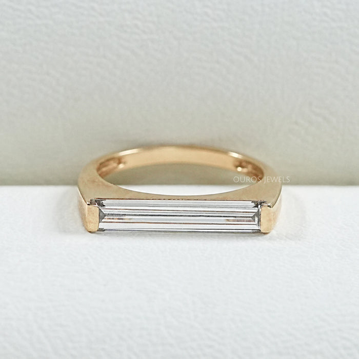 East West Baguette Lab Diamond Solitaire Ring Rings